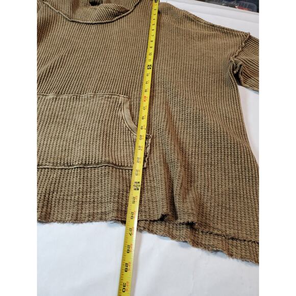 Free People Womens Oversized XS Top Gannet HOODIE THERMAL Tunic Waffle GREEN - Picture 12 of 13